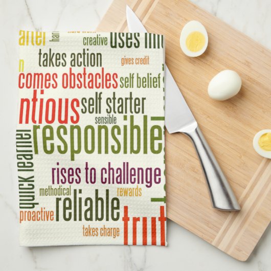 やる気を起こさせる単語#4の前向き値 キッチンタオル (四つ折り)