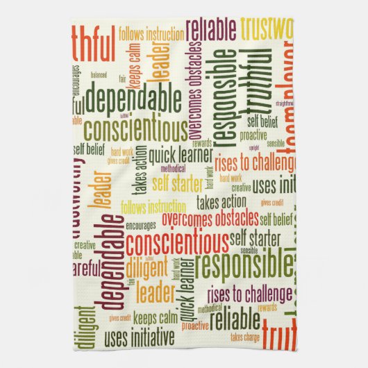 やる気を起こさせる単語#4の前向き値 キッチンタオル (縦)