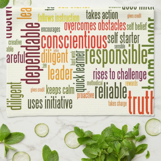 やる気を起こさせる単語#4の前向き値 キッチンタオル (折り畳み)