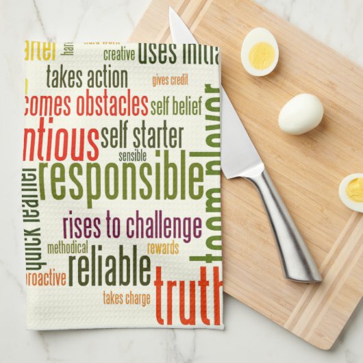 やる気を起こさせる単語#4の前向き値 キッチンタオル (四つ折り)