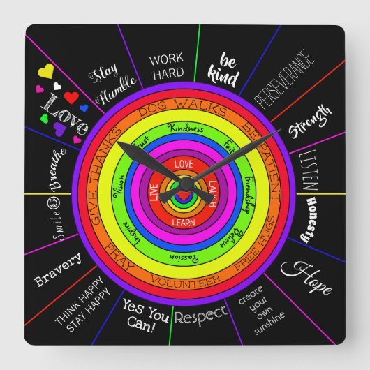やる気を起こさせる壁感動的時計 スクエア壁時計 (正面)