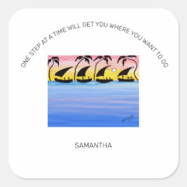 やる気を起こさせる夕日セーリング スクエアシール