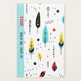 やる気を起こさせる引用文かわいい白い色ボホパターン プランナー手帳