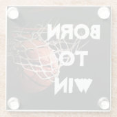 やる気を起こさせる引用文ことわざバスケッ生まれプが勝ちに ガラスコースター (裏面)