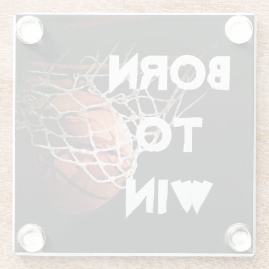 やる気を起こさせる引用文ことわざバスケッ生まれプが勝ちに ガラスコースター (裏面)