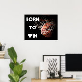 やる気を起こさせる引用文ことわざバスケッ生まれプが勝ちに ポスター (ホームオフィス)