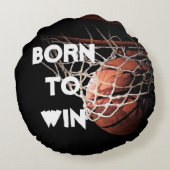 やる気を起こさせる引用文ことわざバスケッ生まれプが勝ちに ラウンドクッション (裏面)