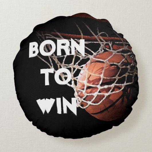 やる気を起こさせる引用文ことわざバスケッ生まれプが勝ちに ラウンドクッション (裏面)