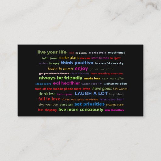 やる気を起こさせる引用文のパーソナライズ文字背景 名刺 (正面)