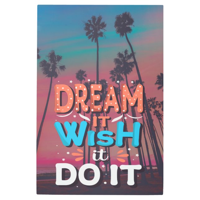 やる気を起こさせる引用文の夢 メタルプリント (正面)