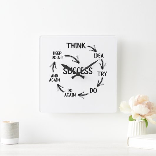 やる気を起こさせる引用文の考え方を指導する先生 スクエア壁時計 (ホーム)