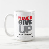 やる気を起こさせる引用文は決与えして降伏しない コーヒーマグカップ (左)