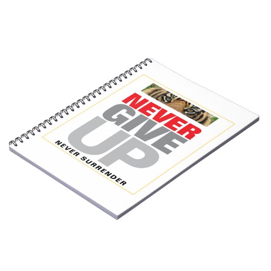 やる気を起こさせる引用文は決与えして降伏しない ノートブック (左側)