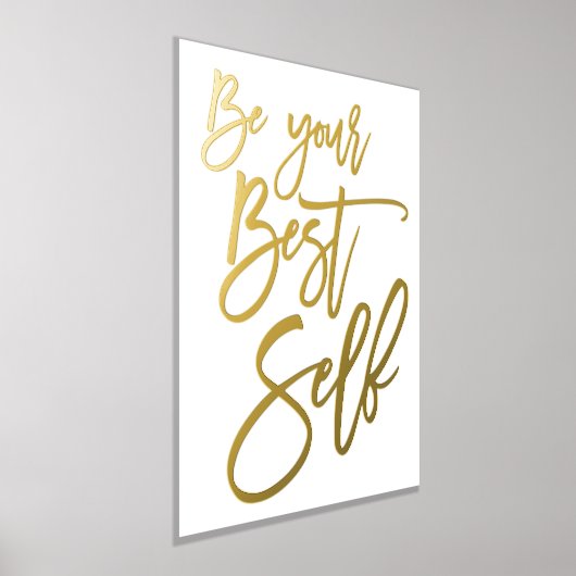 やる気を起こさせる引用文は自最高の自スクリプトの白 箔ポスター (レイダウン)