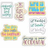 やる気を起こさせる引用文カスタムカットステッカーパック シール (正面)