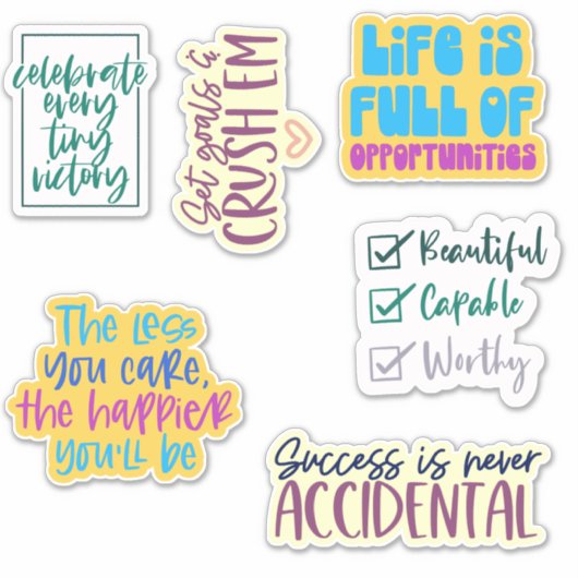 やる気を起こさせる引用文カスタムカットステッカーパック シール (正面)