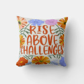 やる気を起こさせる引用文カラフルフローラデザイン クッション (正面)