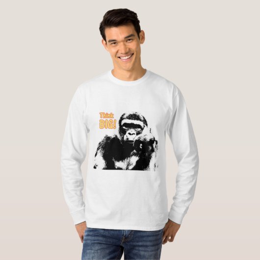 やる気を起こさせる引用文ゴリラアポップ・アートのートエレガント モダン Tシャツ (正面フル)