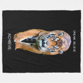 やる気を起こさせる引用文ドリームエ信じントタイガー フリースブランケット (正面(横))