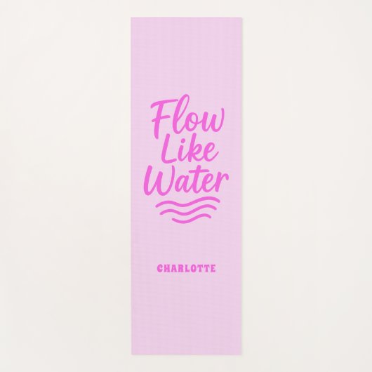 やる気を起こさせる引用文ピンクの流れ ヨガマット (正面)
