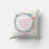 やる気を起こさせる引用文ピンクホワイトブルーフローラリース クッション (裏面)