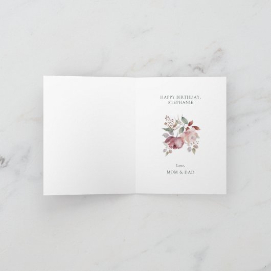 やる気を起こさせる引用文フローラ誕生日 カード (内部)