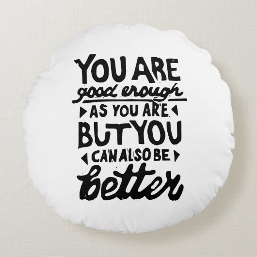 やる気を起こさせる引用文リノプリントラウンド装飾用クッション ラウンドクッション (正面)
