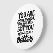 やる気を起こさせる引用文リノプリントラウンド ラージ壁時計 (傾斜)