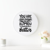 やる気を起こさせる引用文リノプリントラウンド ラージ壁時計 (ホーム)