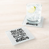 やる気を起こさせる引用文リノプリント ガラスコースター (アングル)