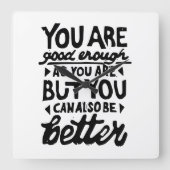 やる気を起こさせる引用文リノプリント スクエア壁時計 (正面)