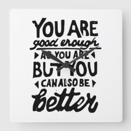 やる気を起こさせる引用文リノプリント スクエア壁時計