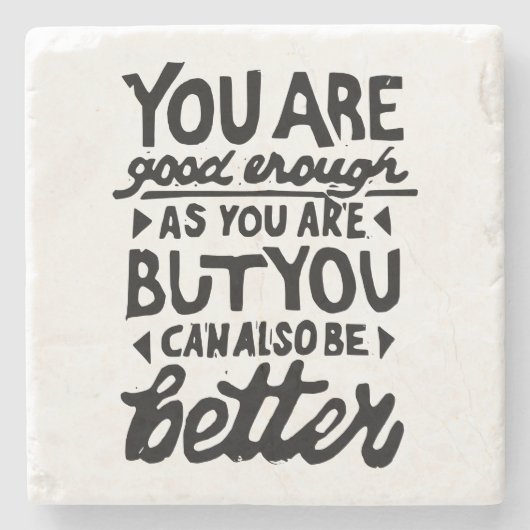 やる気を起こさせる引用文リノプリント ストーンコースター (正面)