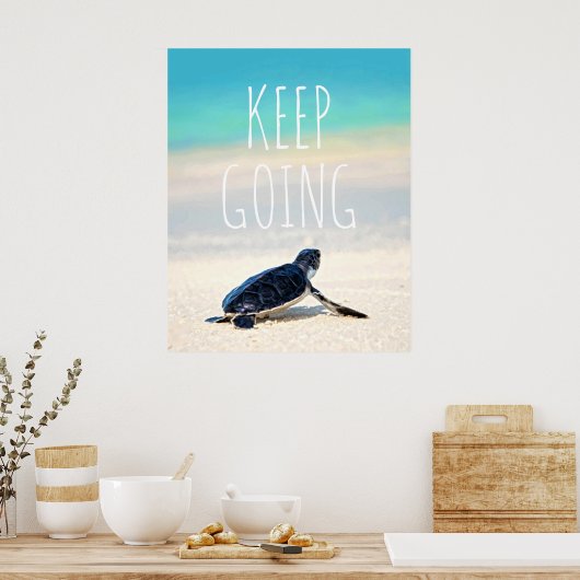 やる気を起こさせる引用文保行き亀ビーチ ポスター (キッチン)