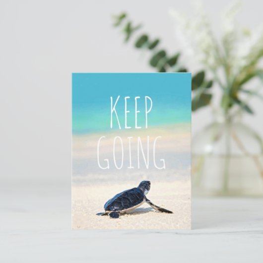 やる気を起こさせる引用文保行き亀郵便カード ポストカード (スタンド正面)