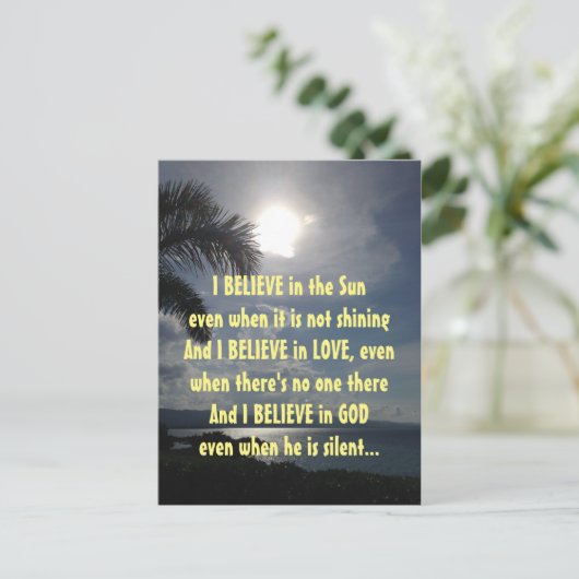 やる気を起こさせる引用文信じI詩 ポストカード (スタンド正面)