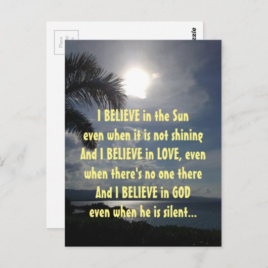 やる気を起こさせる引用文信じI詩 ポストカード (正面/裏面)