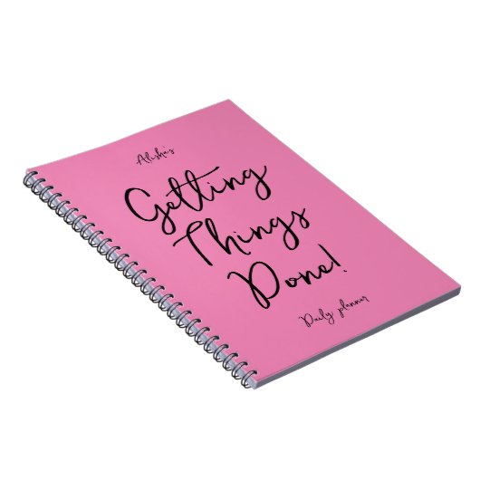 やる気を起こさせる引用文名前をカスタムするピンク毎日プランナー ノートブック (右側)