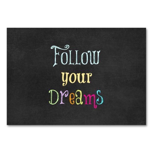 やる気を起こさせる引用文後を追: Your Dreams テーブルナンバー (正面)