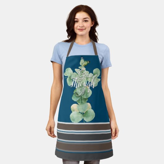 やる気を起こさせる引用文水彩植物学 エプロン (着用した状態)