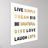 やる気を起こさせる引用文白と金ゴールド 箔ポスター (レイダウン)