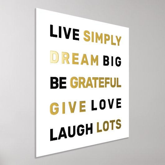 やる気を起こさせる引用文白と金ゴールド 箔ポスター (レイダウン)