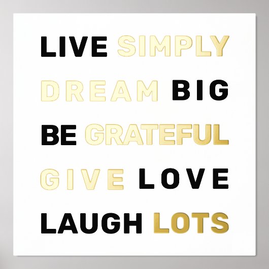 やる気を起こさせる引用文白と金ゴールド 箔ポスター (正面)