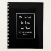 やる気を起こさせる引用文白黒名 プランナー手帳 (正面)