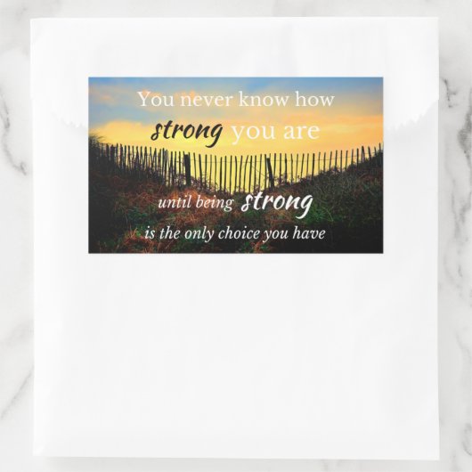 やる気を起こさせる引用文:君は強い… 長方形シール (バッグ)