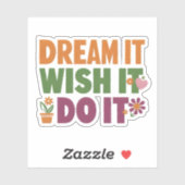 やる気を起こさせる引用文 – 夢を見る、望む、実行 シール (シート)