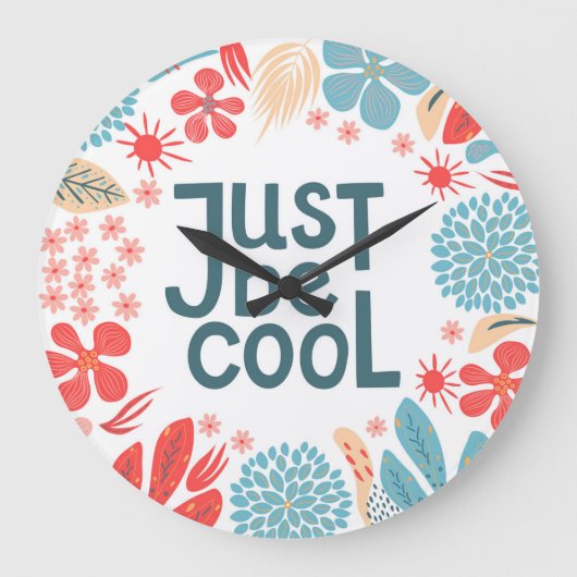 やる気を起こさせる引用文、抽象芸術フローラフレーム。 ラージ壁時計 (正面)
