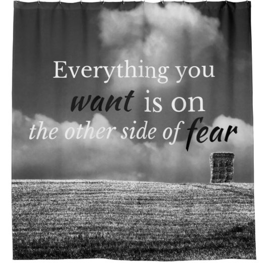 やる気を起こさせる引用文：欲しいものは… シャワーカーテン (正面)