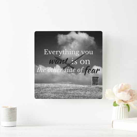 やる気を起こさせる引用文:欲しいものは…… スクエア壁時計 (ホーム)