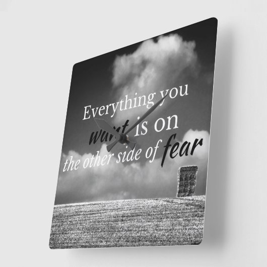 やる気を起こさせる引用文:欲しいものは…… スクエア壁時計 (傾斜)